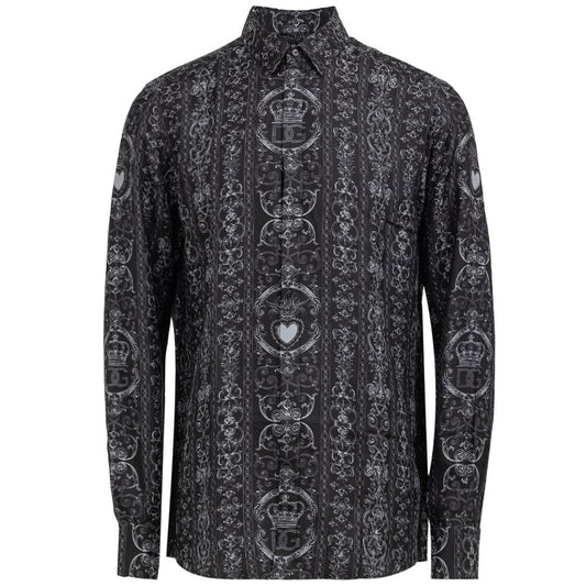Dolce & Gabbana Gray Silk Shirt Dolce & Gabbana