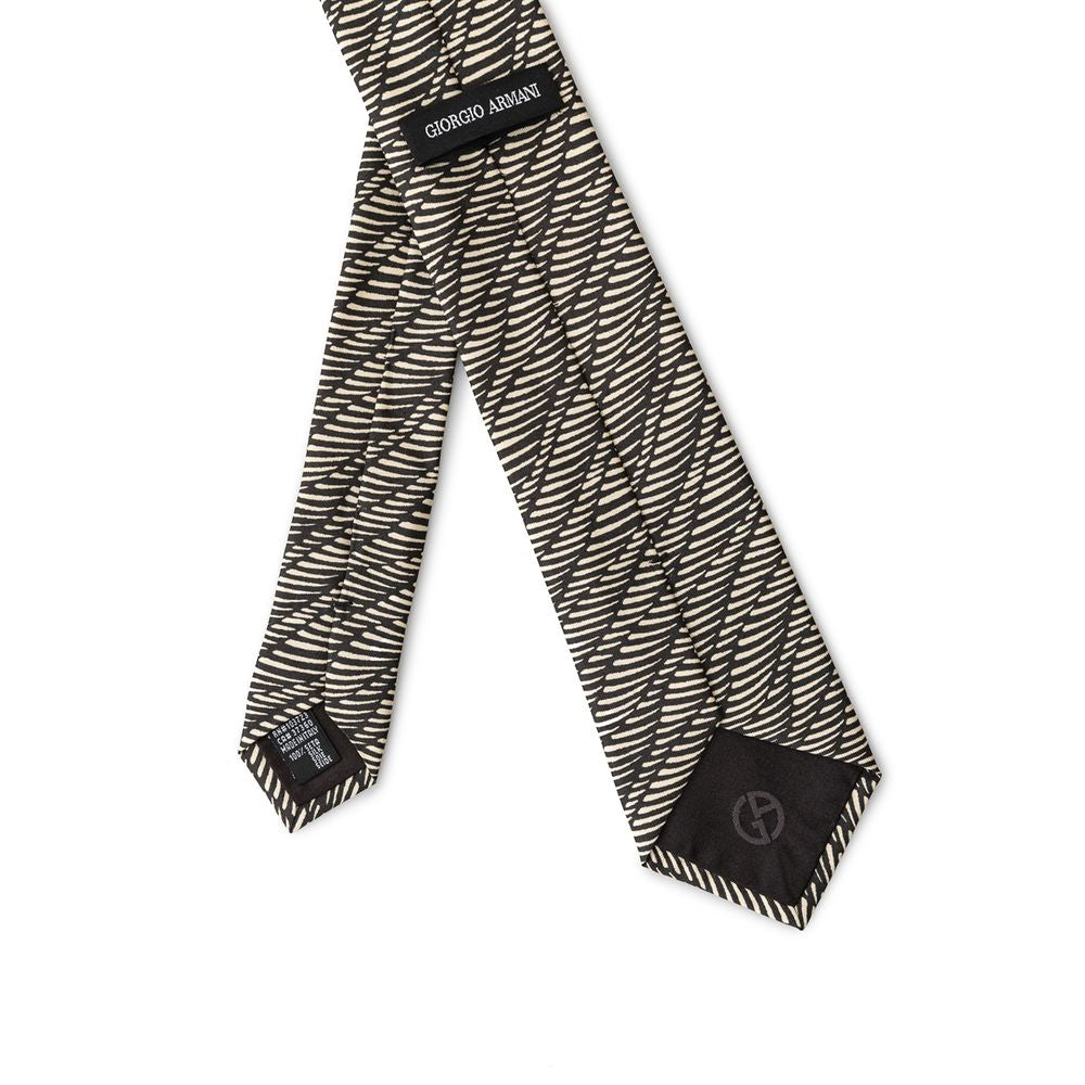 Giorgio Armani Black And White Silk Ties & Bowty Giorgio Armani
