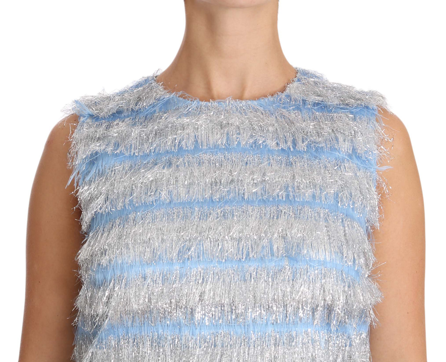 Dolce & Gabbana Light Blue Silver Shift Gown Dress Dolce & Gabbana
