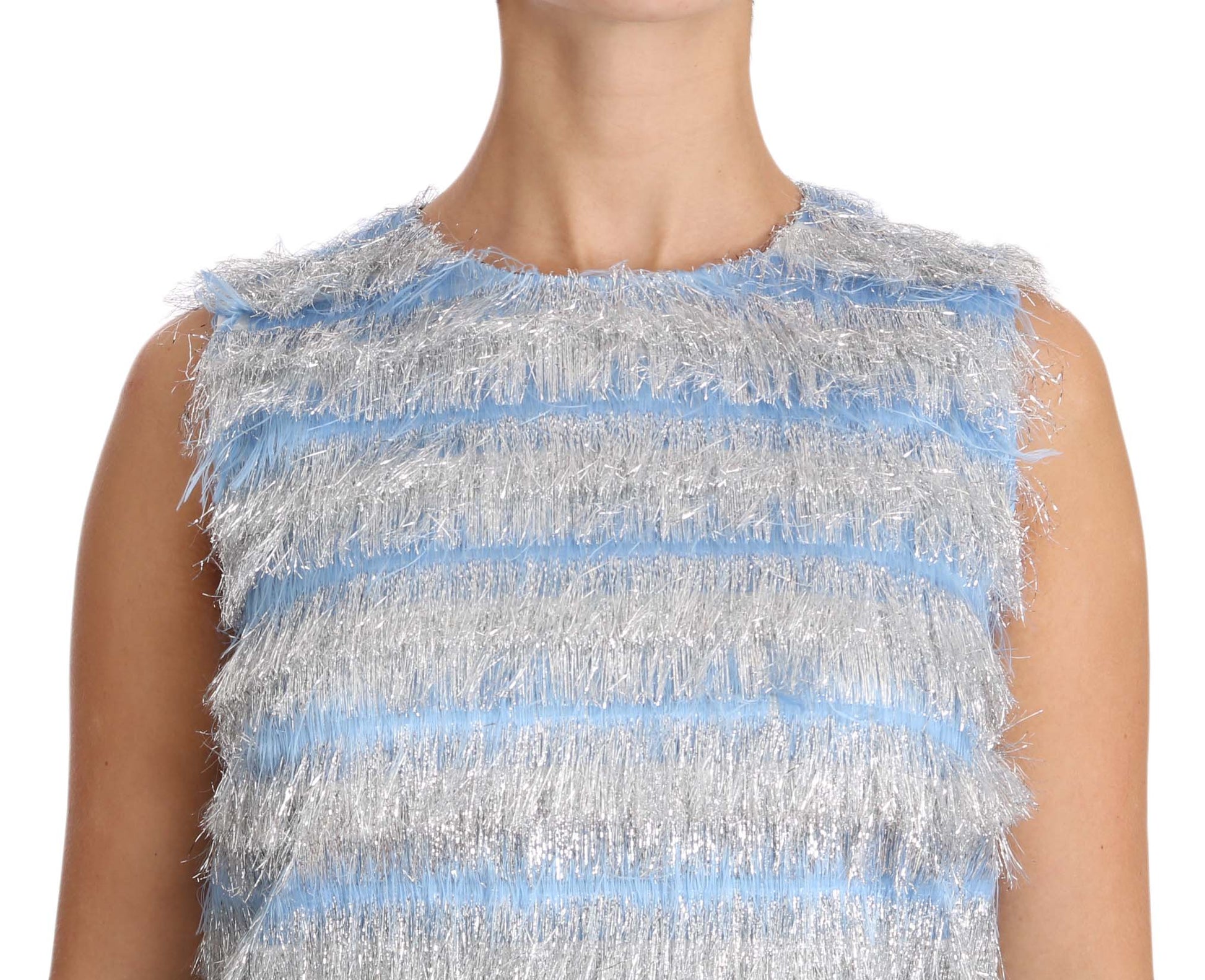 Dolce & Gabbana Light Blue Silver Shift Gown Dress Dolce & Gabbana