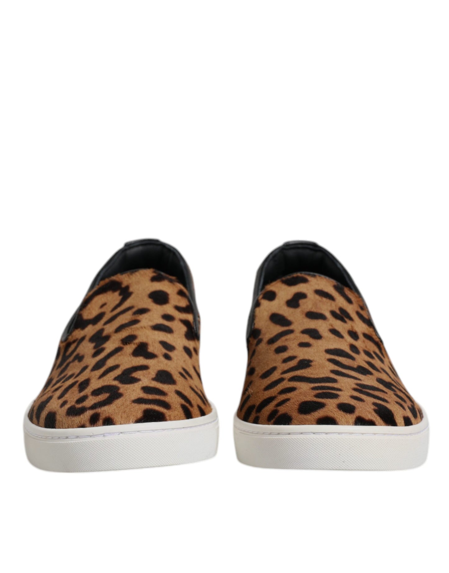 Dolce & Gabbana Brown Calfskin Fur Leopard Sneakers Shoes Dolce & Gabbana