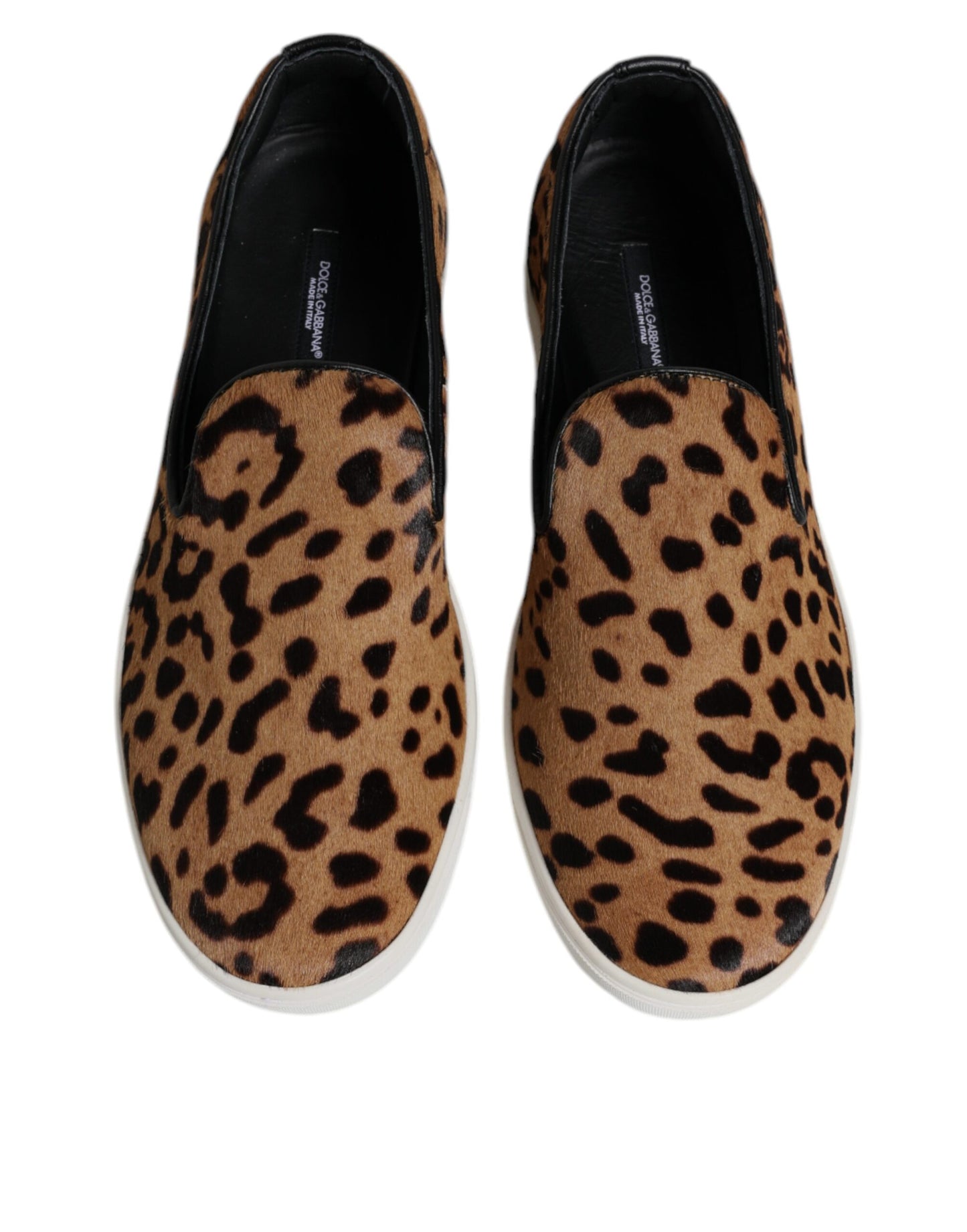 Dolce & Gabbana Brown Calfskin Fur Leopard Sneakers Shoes Dolce & Gabbana