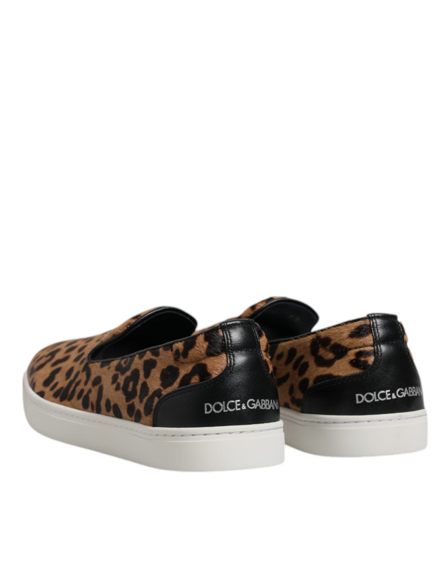 Dolce & Gabbana Brown Calfskin Fur Leopard Sneakers Shoes Dolce & Gabbana