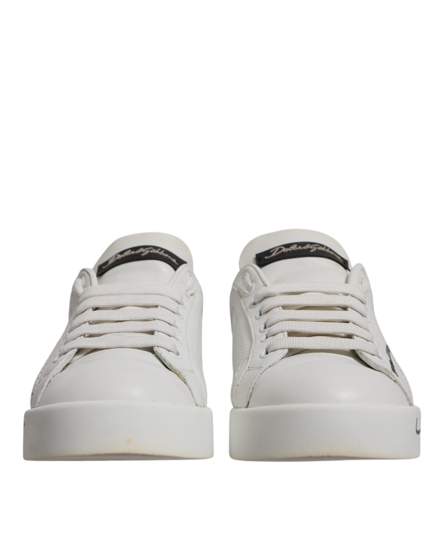 Dolce & Gabbana White Blue Logo Portofino Sneakers Shoes Dolce & Gabbana