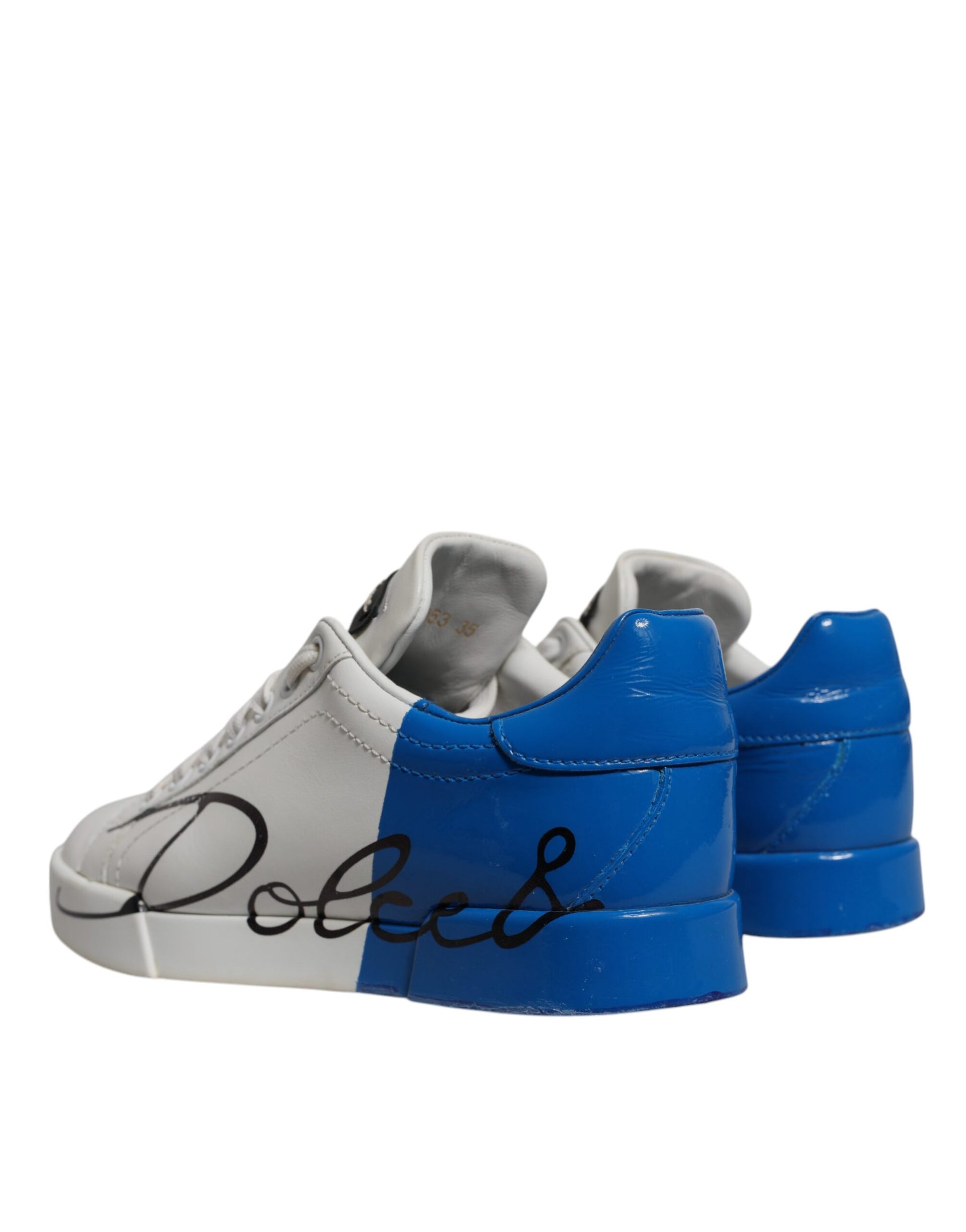 Dolce & Gabbana White Blue Logo Portofino Sneakers Shoes Dolce & Gabbana