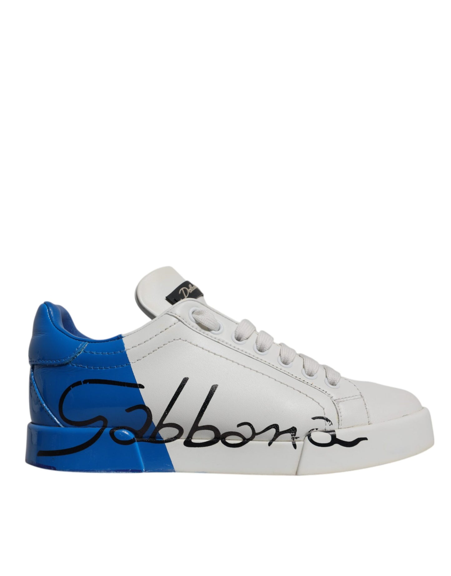 Dolce & Gabbana White Blue Logo Portofino Sneakers Shoes Dolce & Gabbana