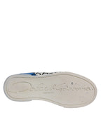 Dolce & Gabbana White Blue Logo Portofino Sneakers Shoes