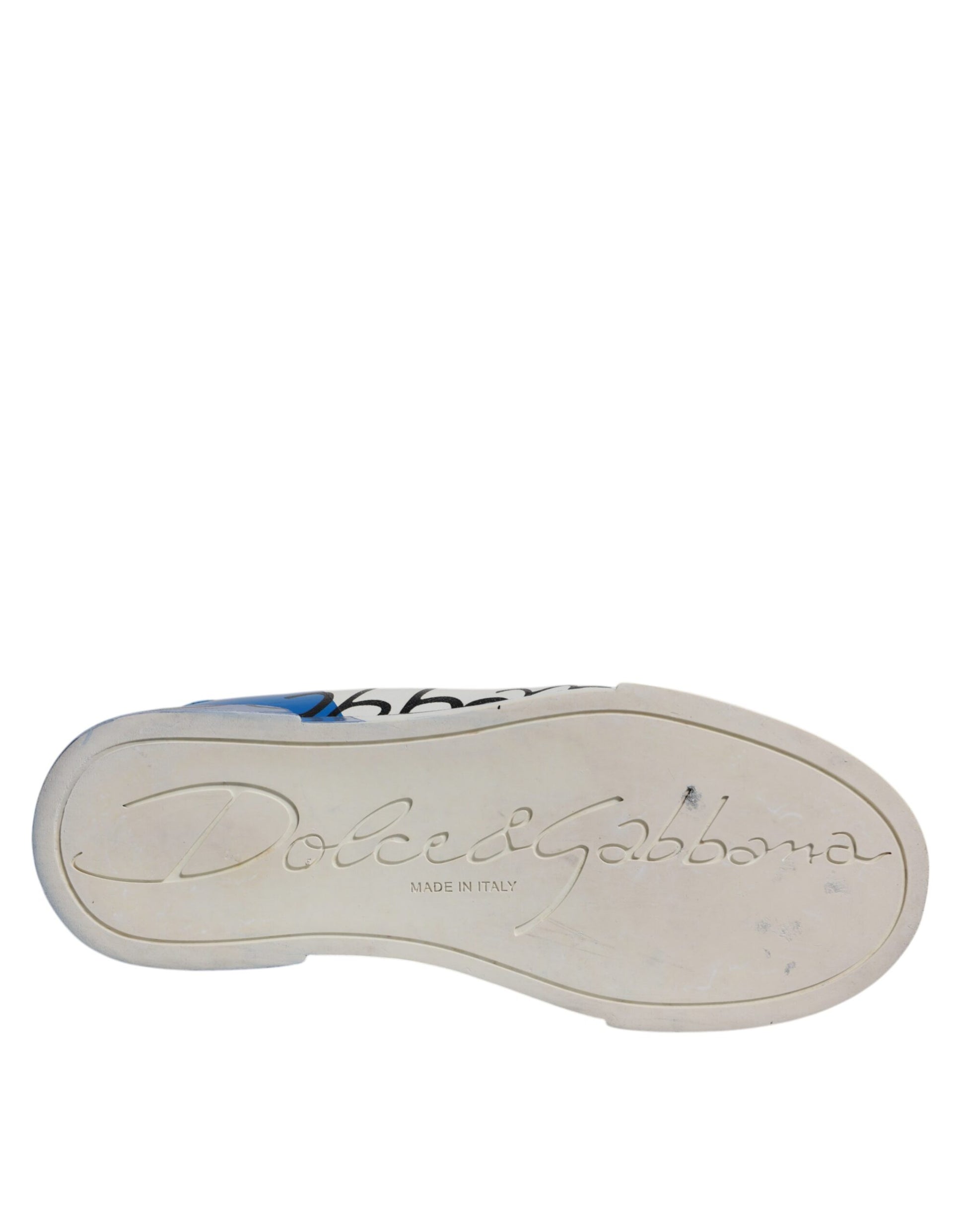 Dolce & Gabbana White Blue Logo Portofino Sneakers Shoes Dolce & Gabbana