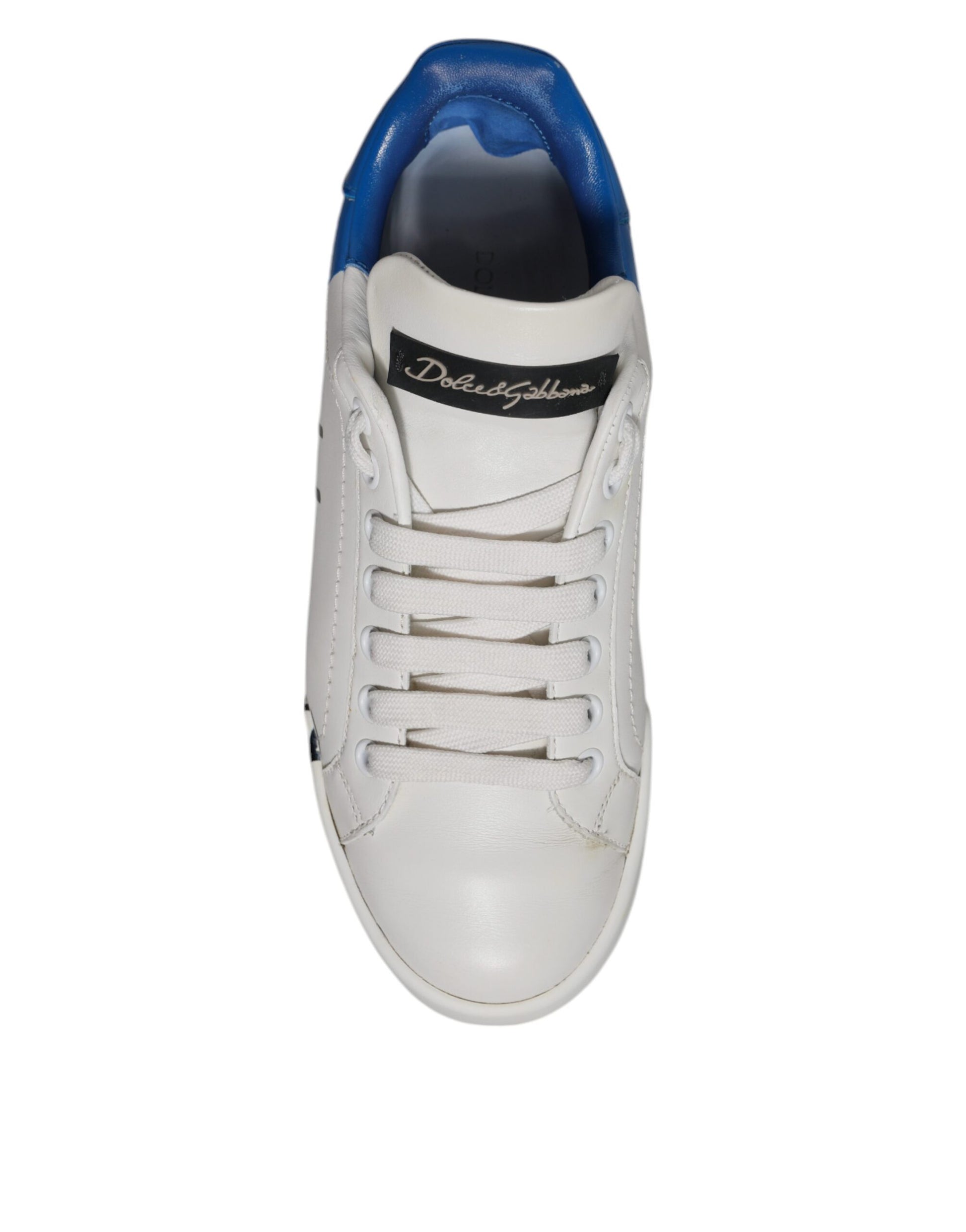 Dolce & Gabbana White Blue Logo Portofino Sneakers Shoes Dolce & Gabbana