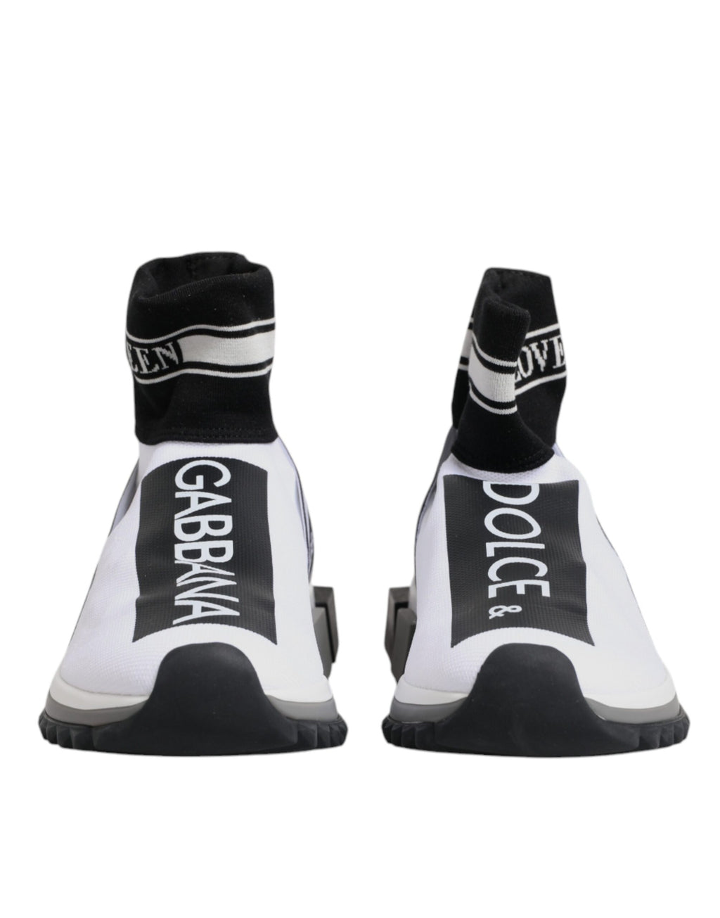 Dolce & Gabbana White Black Sorrento Socks Sneakers Shoes - Eljoys Fashion 