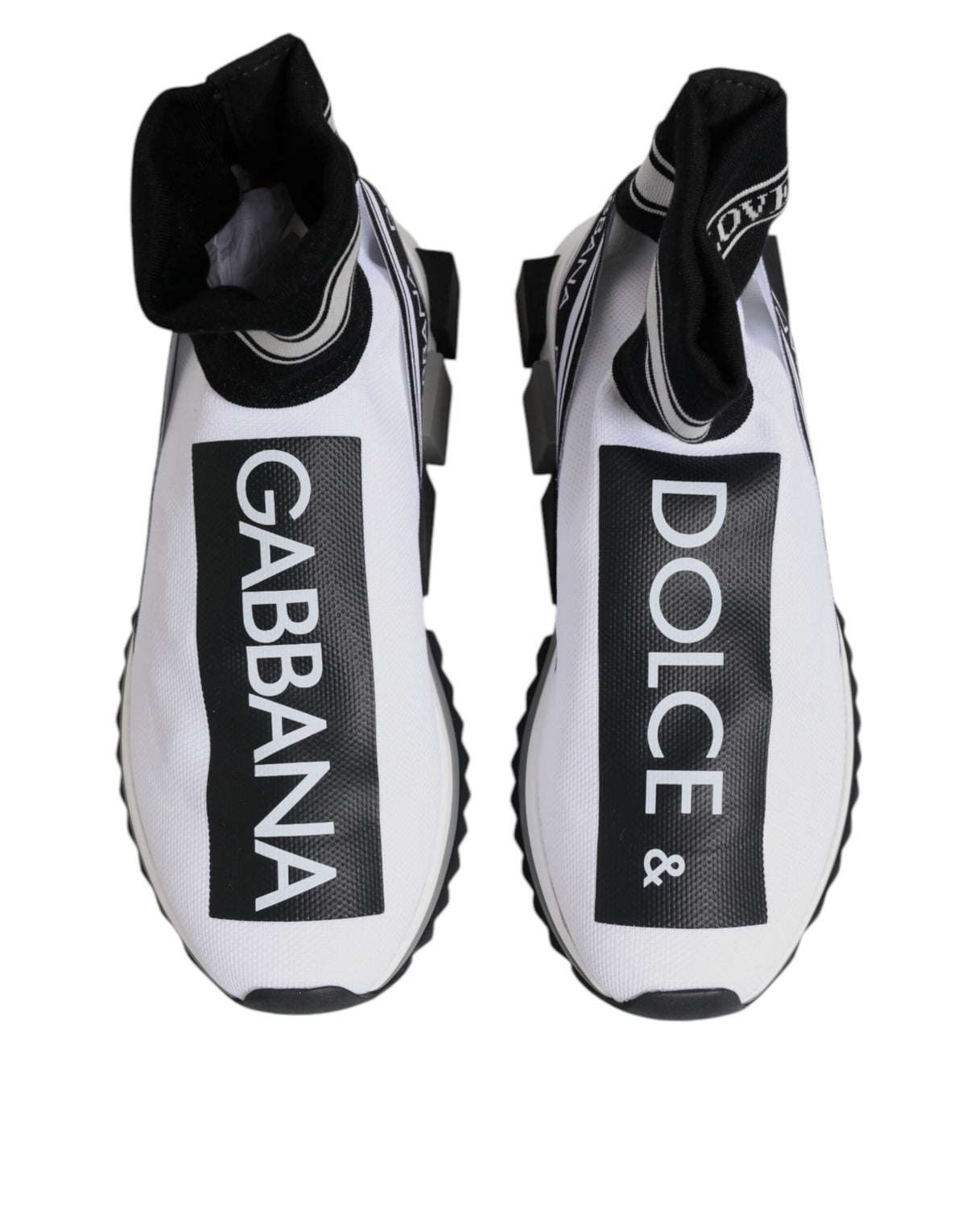 Dolce & Gabbana White Black Sorrento Socks Sneakers Shoes - Eljoys Fashion 