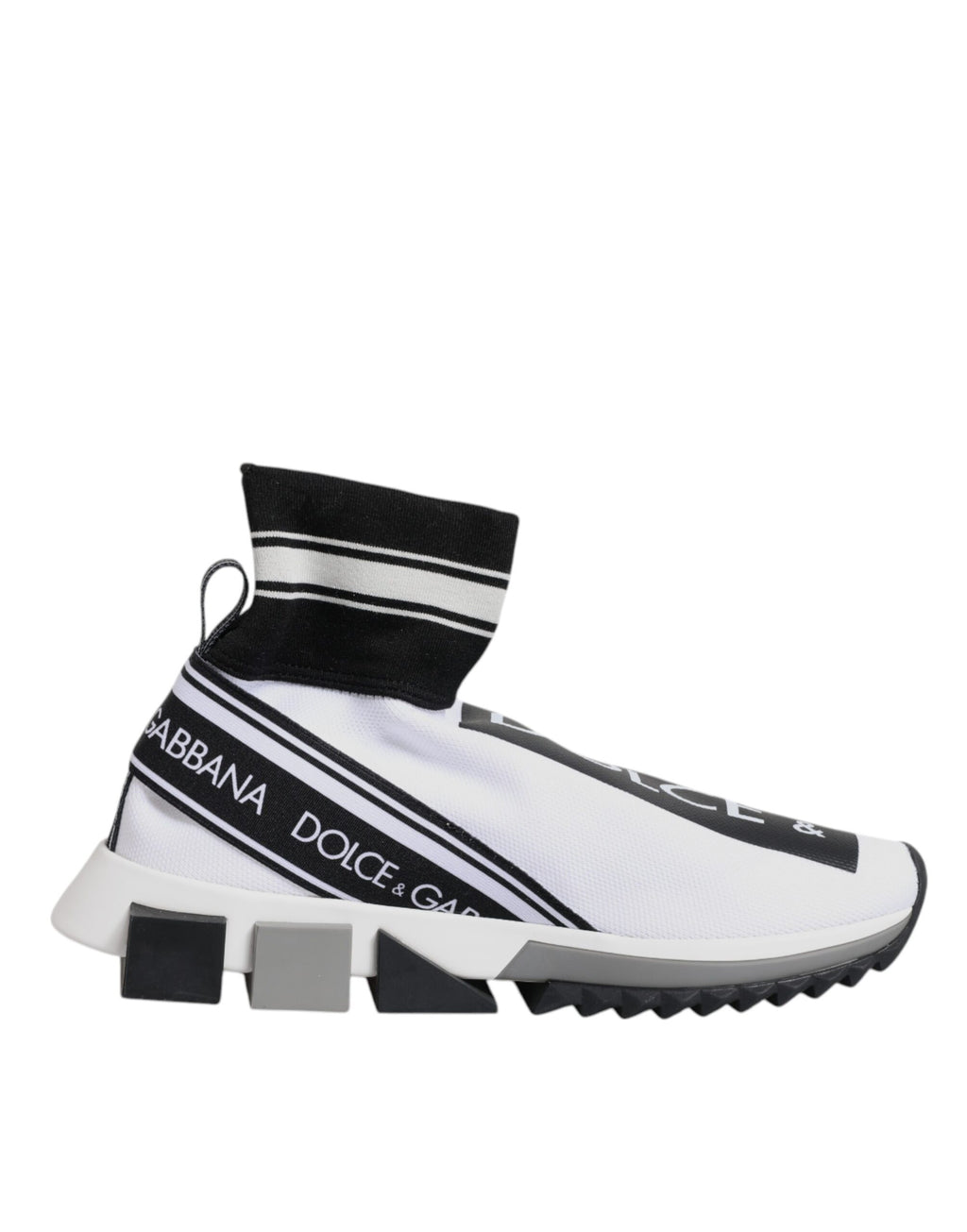 Dolce & Gabbana White Black Sorrento Socks Sneakers Shoes - Eljoys Fashion 