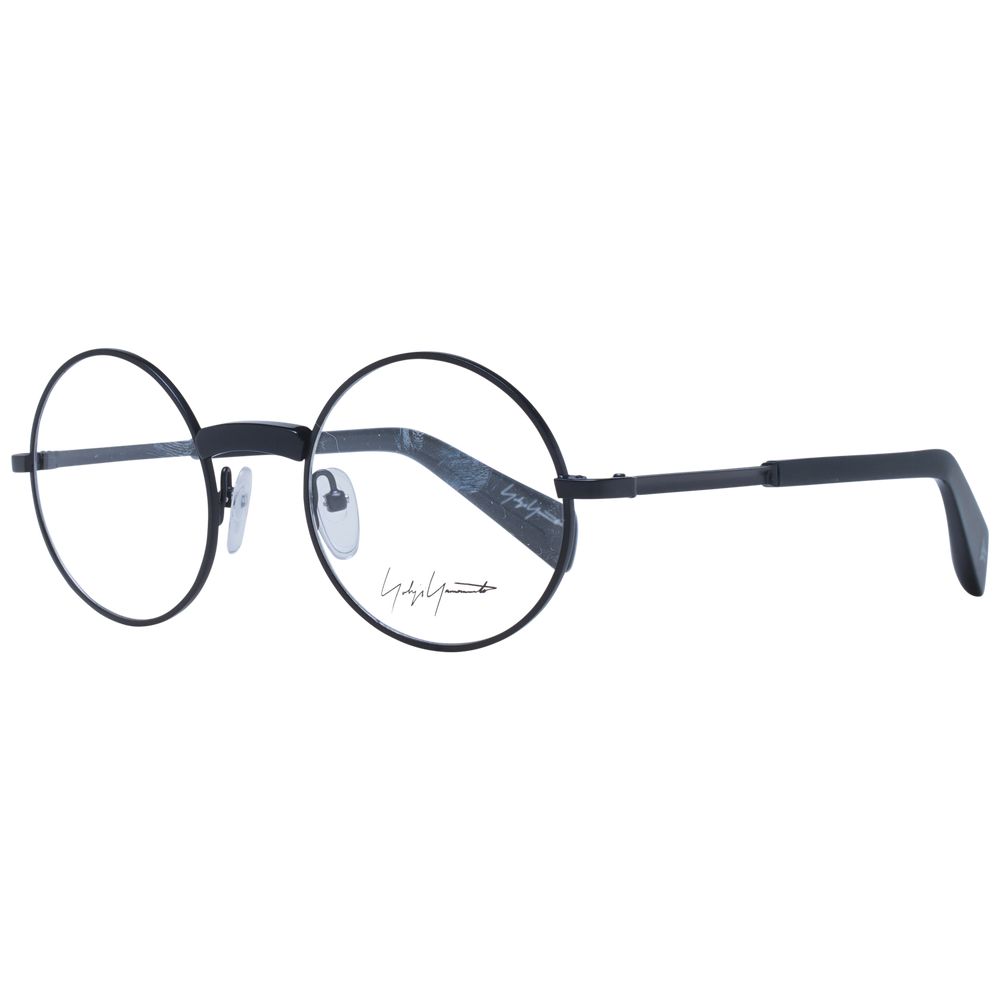 Yohji Yamamoto black metal glasses frames with sleek design and clear lenses, stylish eyewear for a modern look.