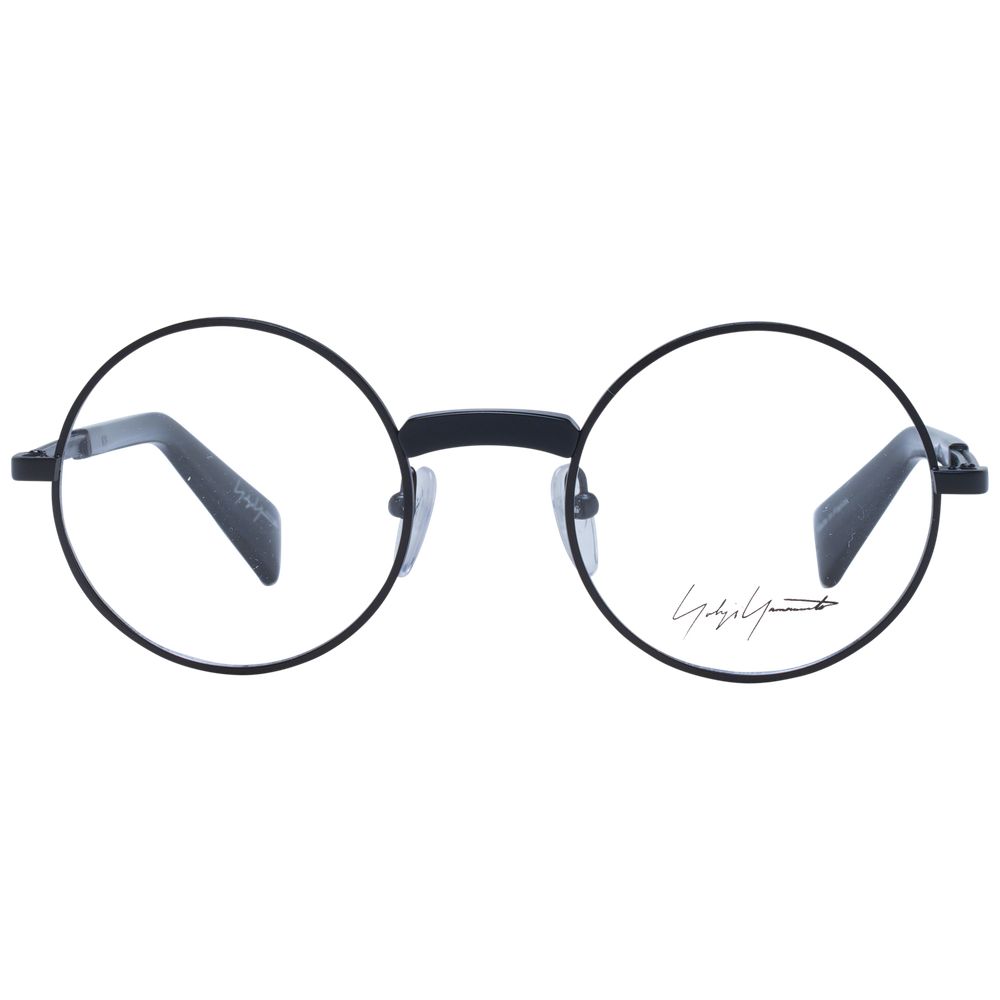 Yohji Yamamoto black metal glasses frames with sleek design and clear lenses, stylish accessory for modern eyewear.
