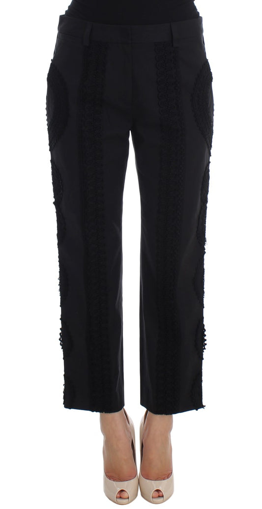 Dolce & Gabbana Black Cotton Stretch Torero Capris Pants Dolce & Gabbana