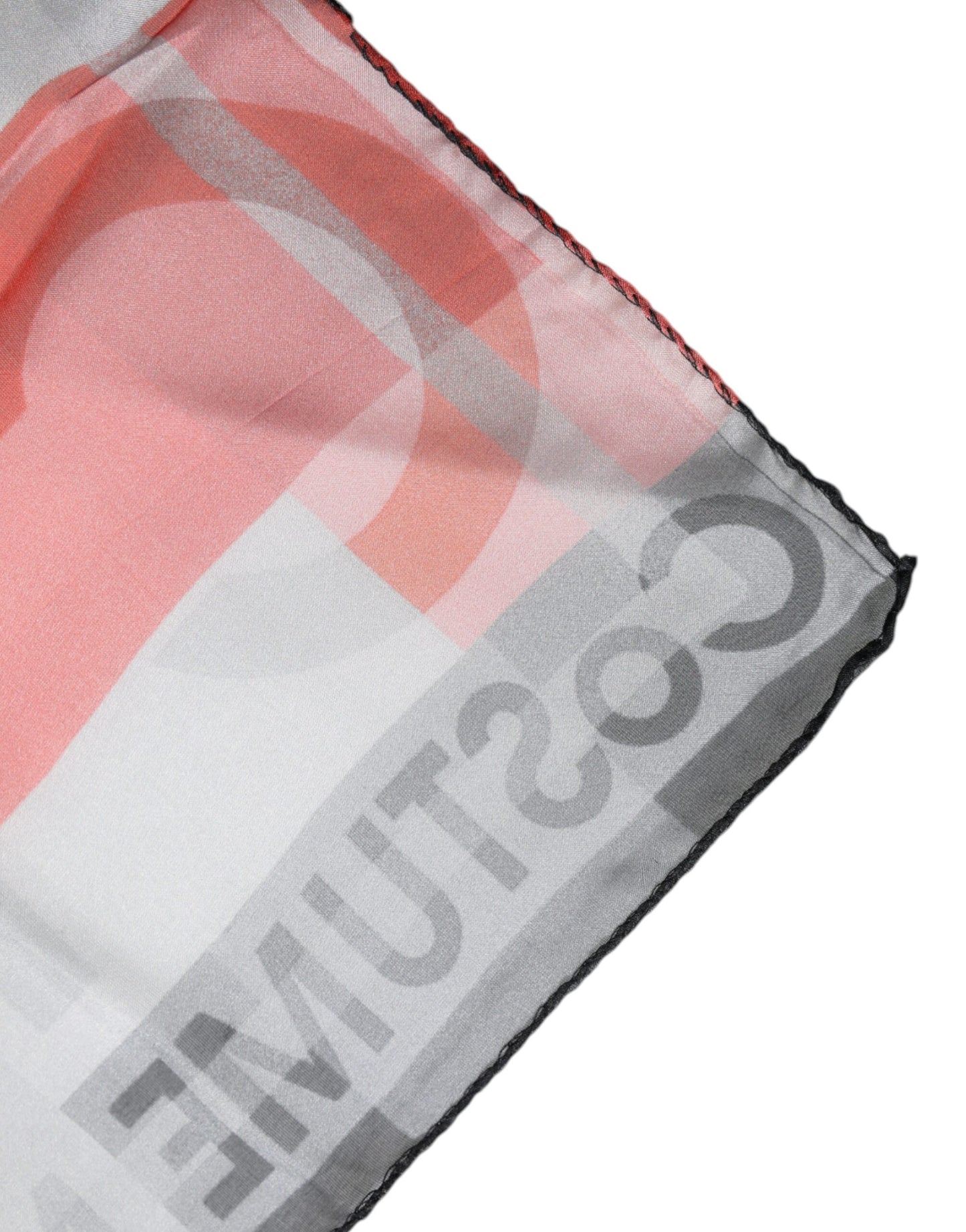 Costume National Gray Red Silk Square Neck Wrap Scarf Costume National