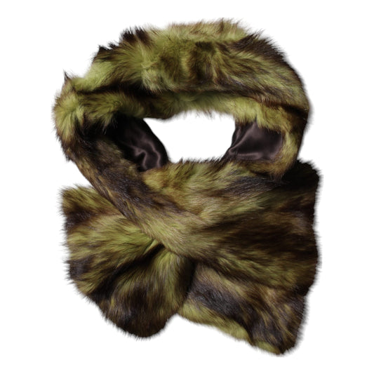 Dolce & Gabbana Multicolor Fur Shawl Neck Wrap Cover Collar Scarf