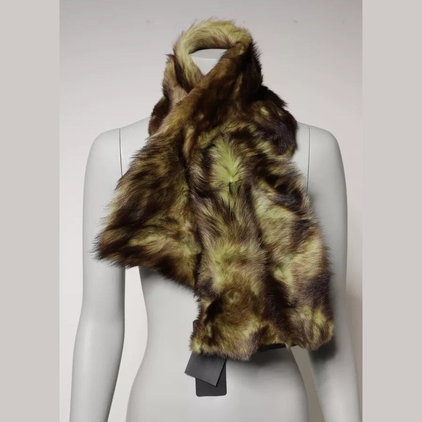 Dolce & Gabbana Multicolor Fur Shawl Neck Wrap Cover Collar Scarf