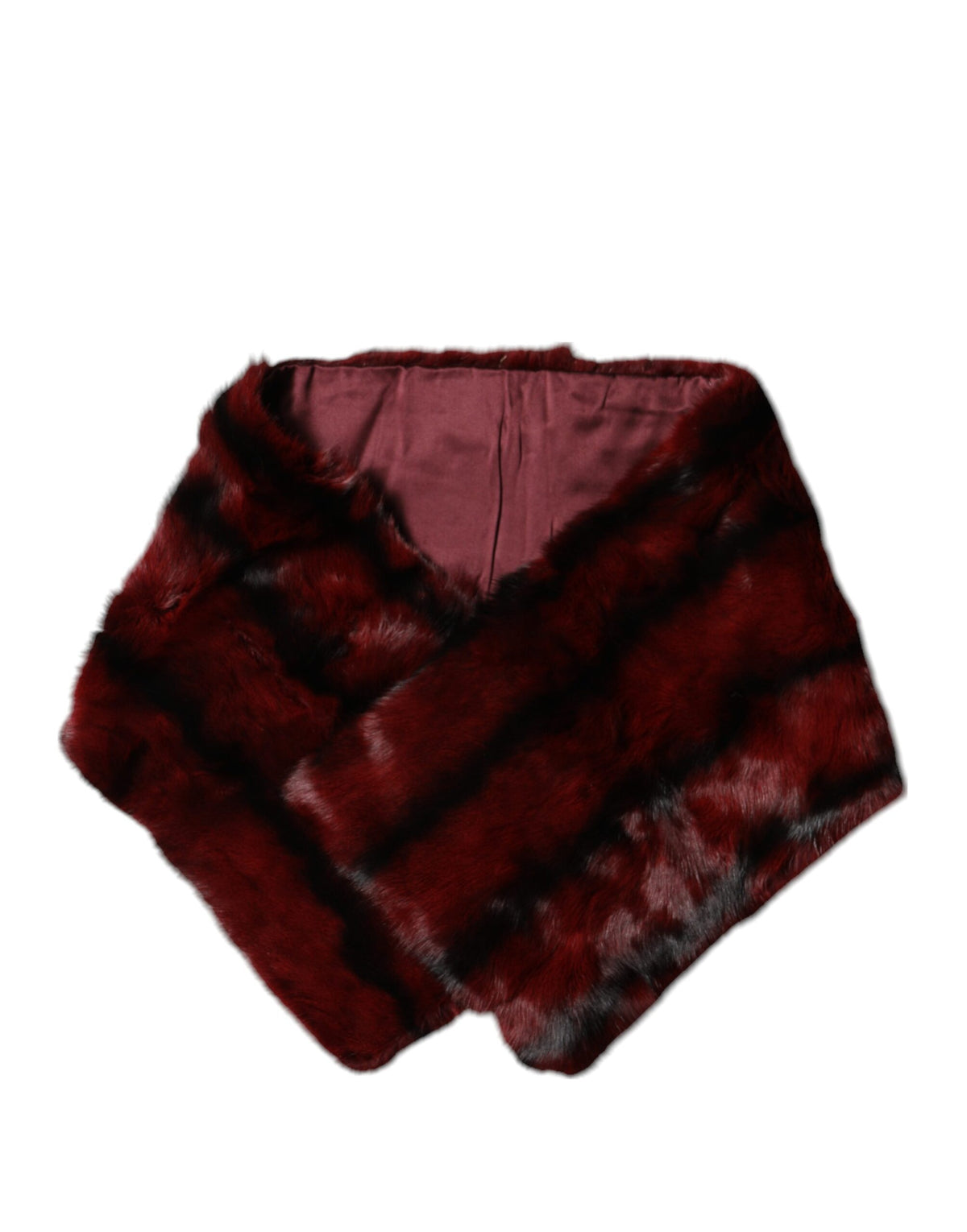 Dolce & Gabbana Black Red Stripe Fur Shawl Neck Wrap Scarf - Eljoys Fashion 