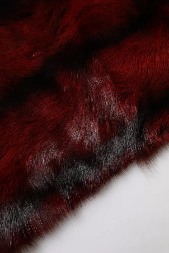 Dolce & Gabbana Black Red Stripe Fur Shawl Neck Wrap Scarf Dolce & Gabbana