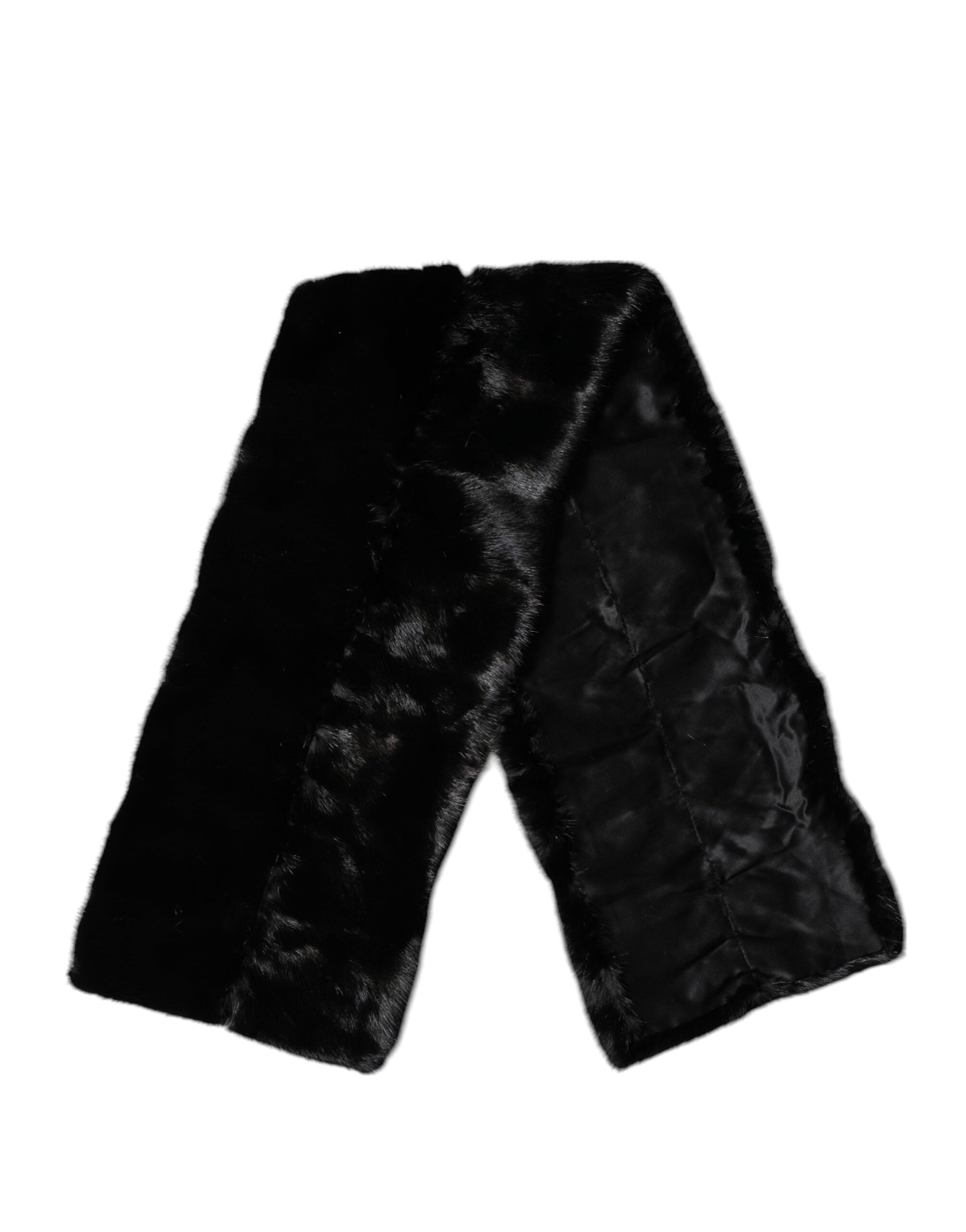 Dolce & Gabbana Black Fur Shawl Neck Wrap Cover Collar Scarf Dolce & Gabbana
