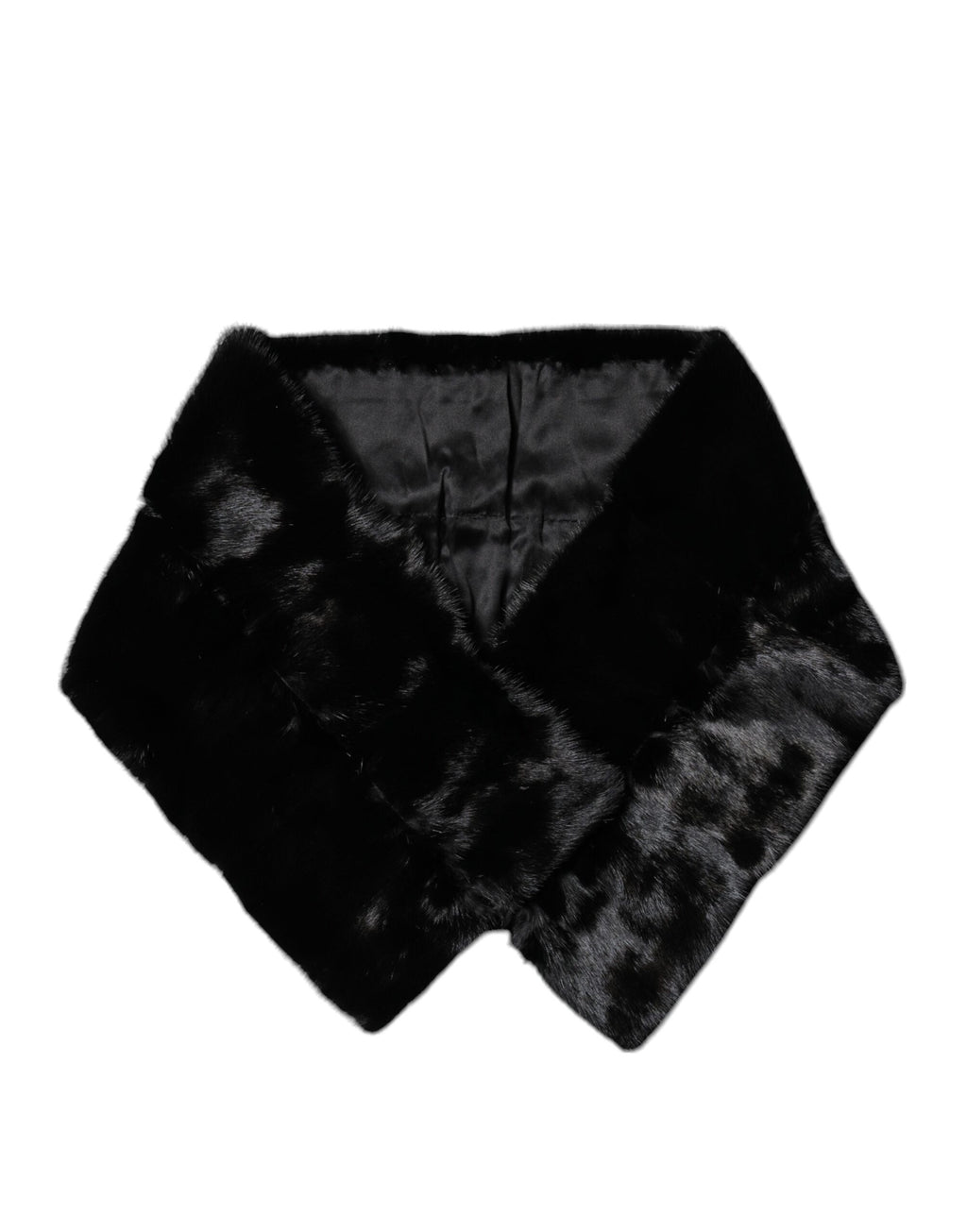 Dolce & Gabbana Black Fur Shawl Neck Wrap Cover Collar Scarf - Eljoys Fashion 