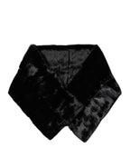 Dolce & Gabbana Black Fur Shawl Neck Wrap Cover Collar Scarf - Eljoys Fashion 
