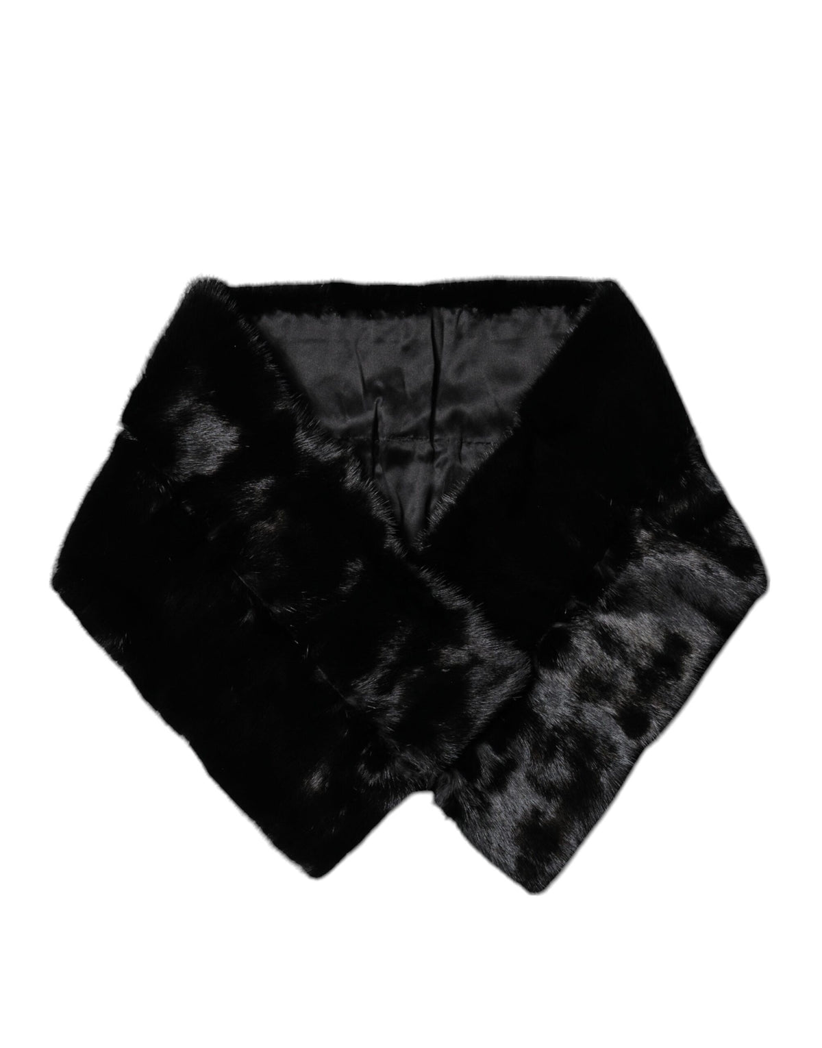 Dolce & Gabbana Black Fur Shawl Neck Wrap Cover Collar Scarf - Eljoys Fashion 