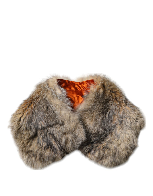 Dolce & Gabbana Brown Fur Shoulder Collar Neck Wrap Scarf Dolce & Gabbana