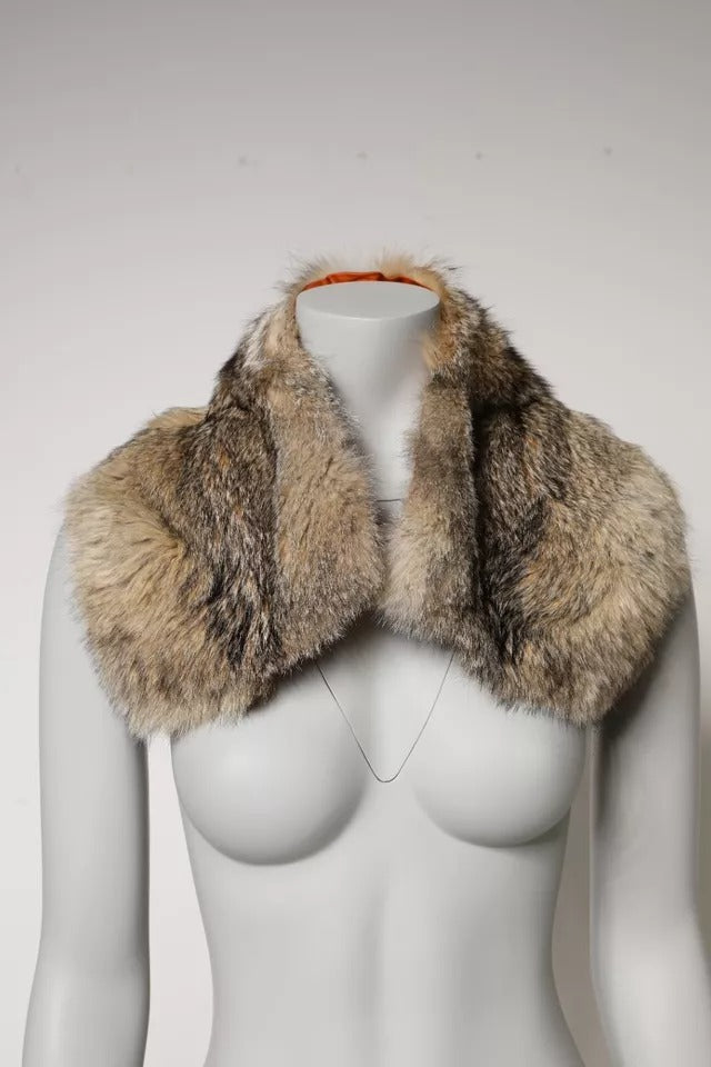 Dolce & Gabbana Brown Fur Shoulder Collar Neck Wrap Scarf Dolce & Gabbana