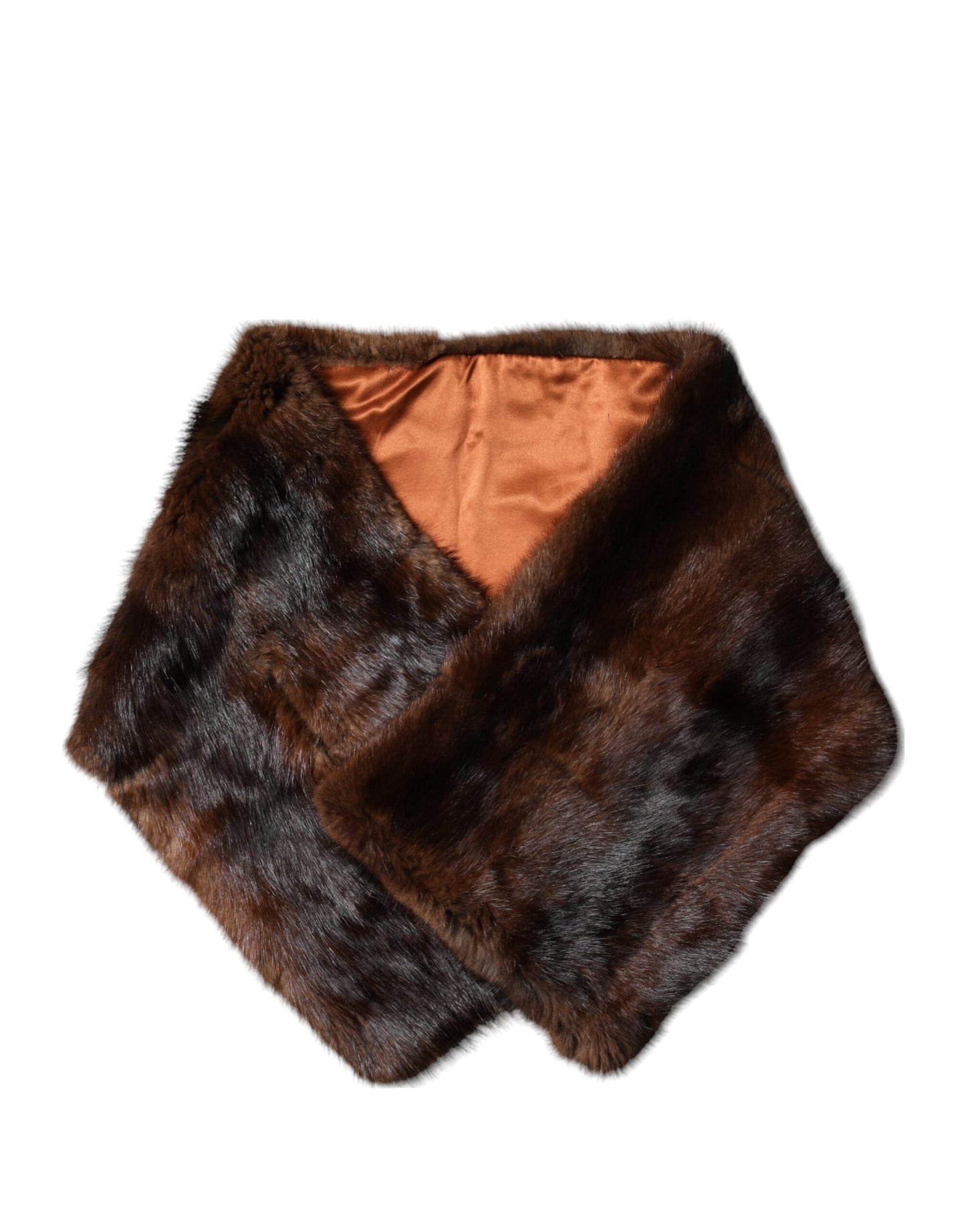 Dolce & Gabbana Black Brown Stripe Fur Shawl Wrap Scarf Dolce & Gabbana