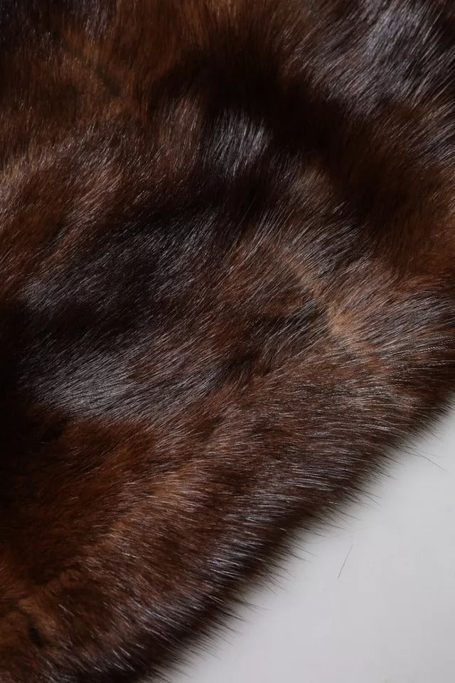 Dolce & Gabbana Black Brown Stripe Fur Shawl Wrap Scarf Dolce & Gabbana