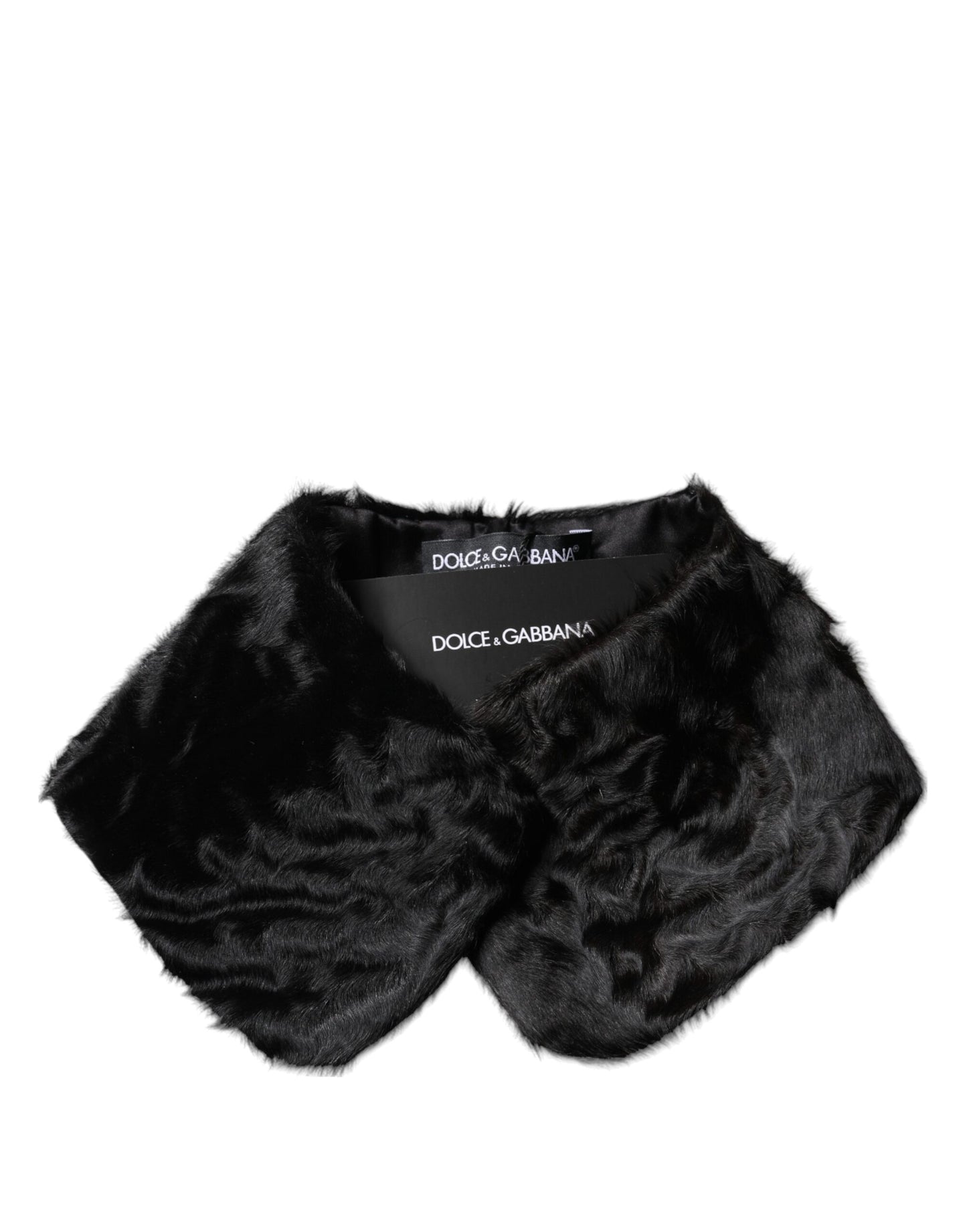 Dolce & Gabbana Black Lamb Fur Collar Women Neck Wrap Scarf Dolce & Gabbana