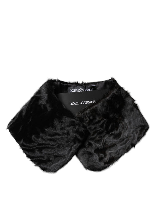 Dolce & Gabbana Black Lamb Fur Collar Women Neck Wrap Scarf Dolce & Gabbana