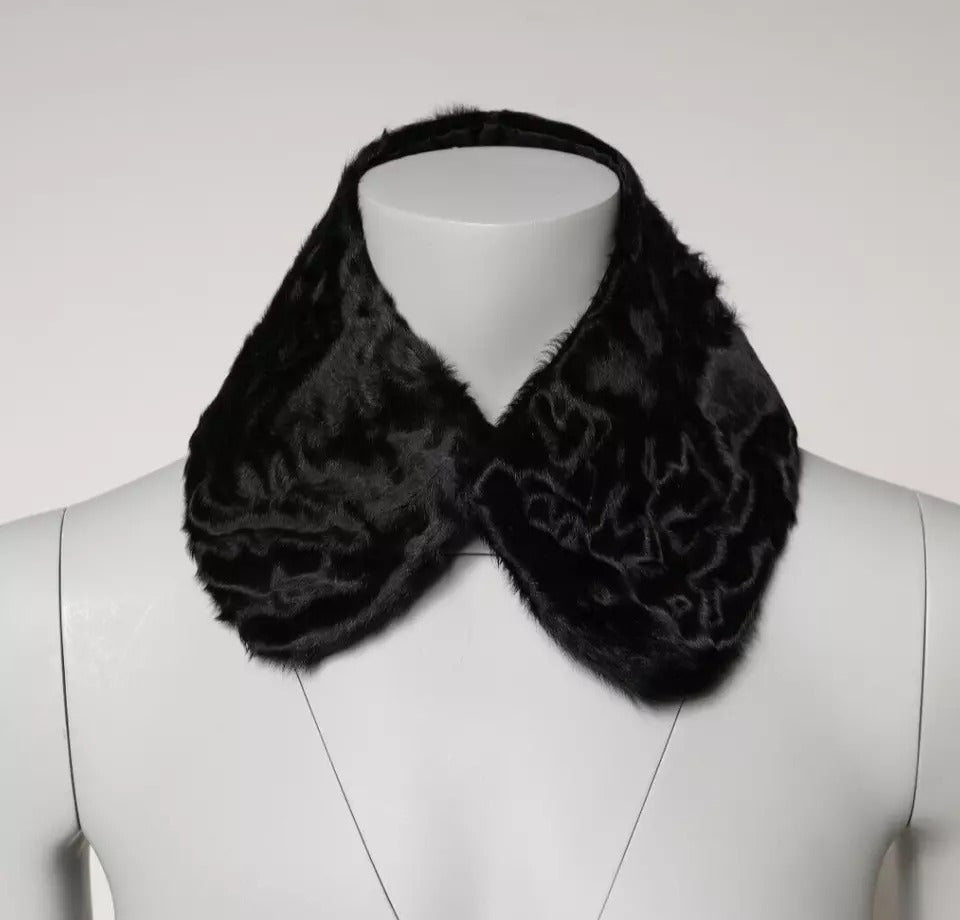Dolce & Gabbana Black Lamb Fur Collar Women Neck Wrap Scarf Dolce & Gabbana