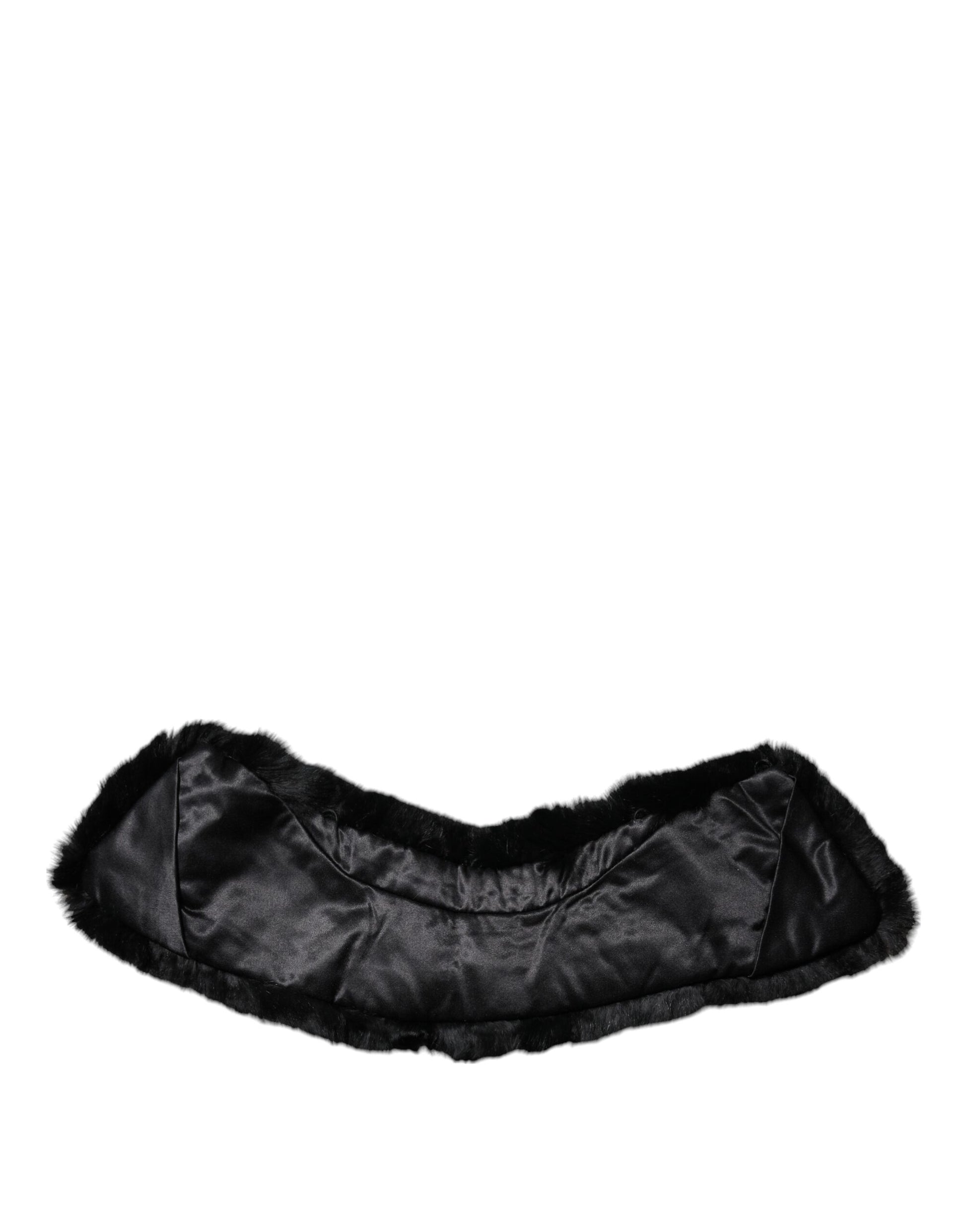 Dolce & Gabbana Black Lamb Fur Collar Women Neck Wrap Scarf Dolce & Gabbana