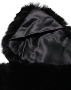 Dolce & Gabbana Black Lamb Fur Collar Women Neck Wrap Scarf - Eljoys Fashion 