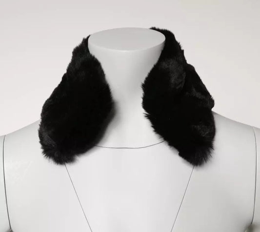 Dolce & Gabbana Black Lamb Fur Collar Women Neck Wrap Scarf Dolce & Gabbana