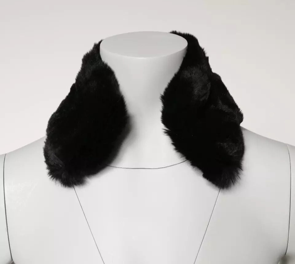 Dolce & Gabbana Black Lamb Fur Collar Women Neck Wrap Scarf Dolce & Gabbana