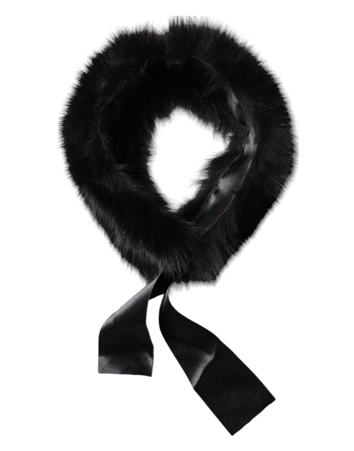 Dolce & Gabbana Black Fur Shoulder Collar Wrap Shawl Scarf Dolce & Gabbana