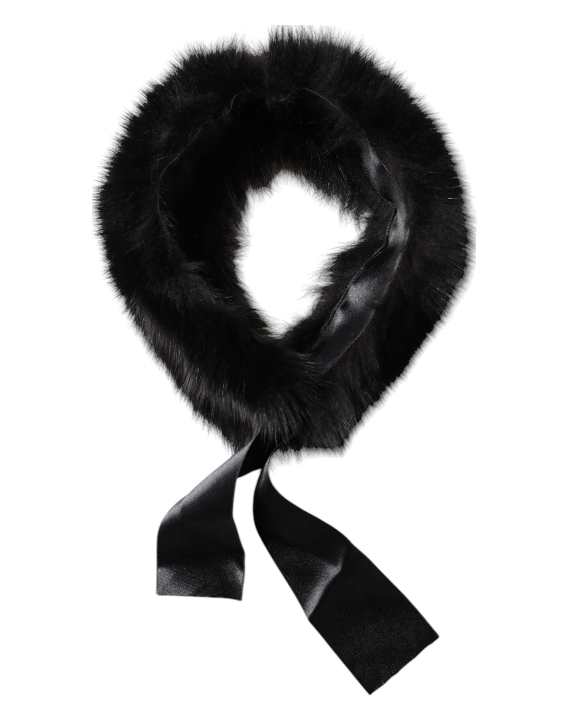 Dolce & Gabbana Black Fur Shoulder Collar Wrap Shawl Scarf Dolce & Gabbana