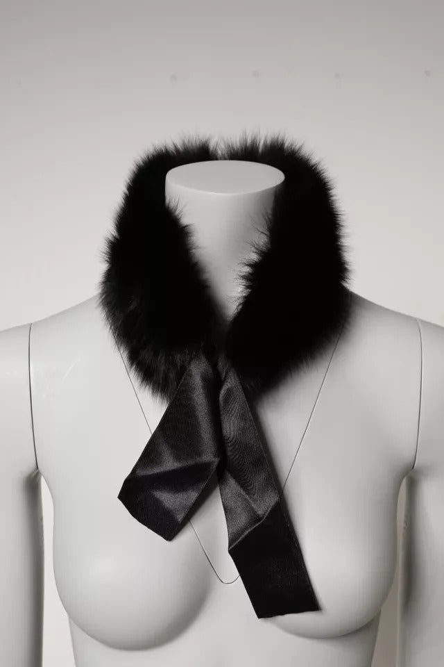 Dolce & Gabbana Black Fur Shoulder Collar Wrap Shawl Scarf Dolce & Gabbana