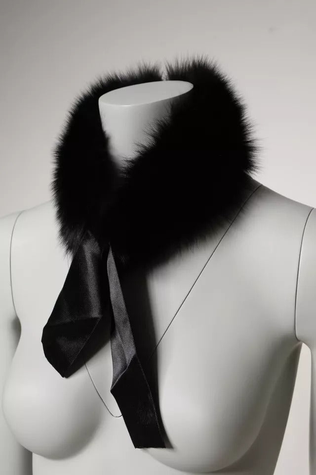 Dolce & Gabbana Black Fur Shoulder Collar Wrap Shawl Scarf Dolce & Gabbana
