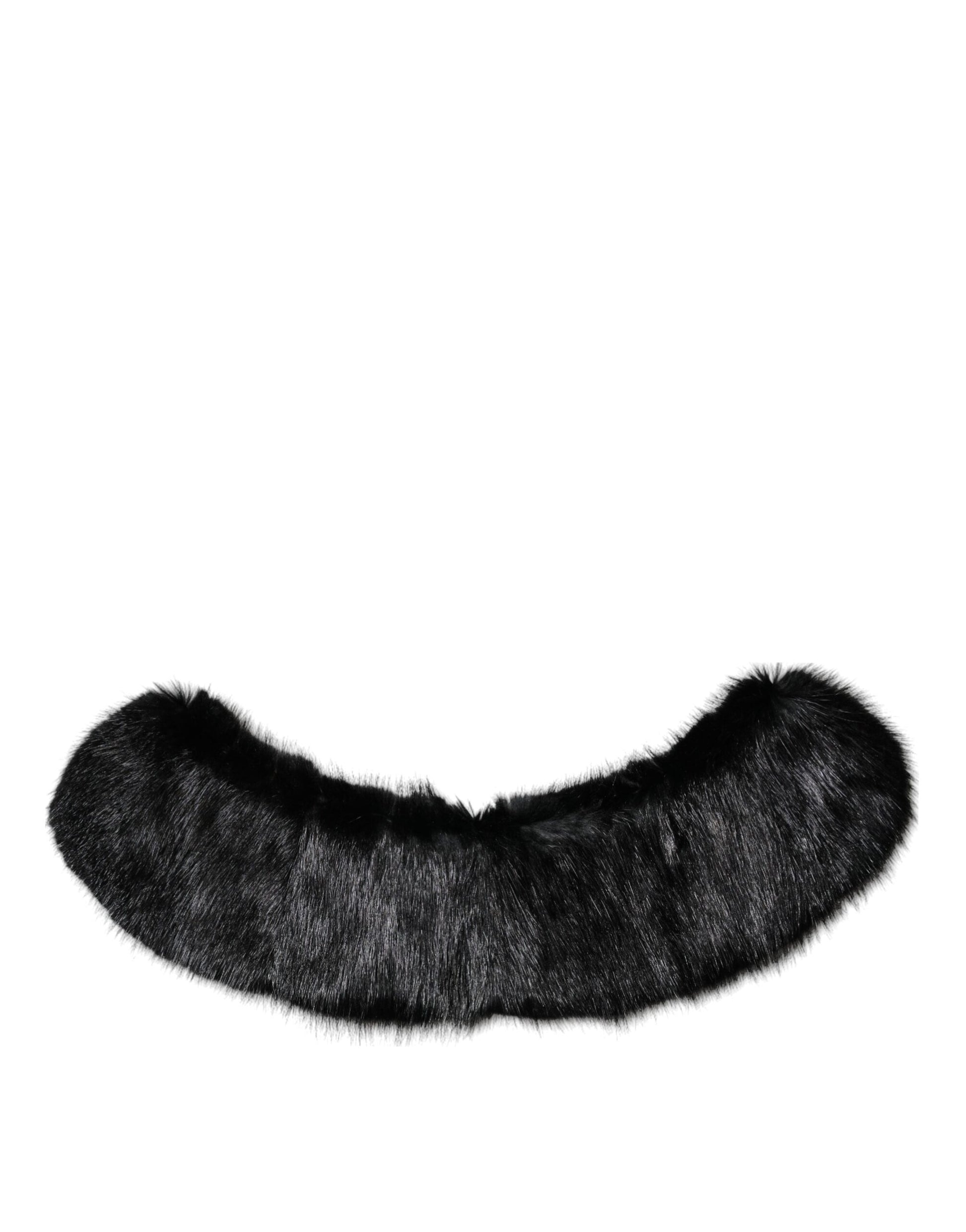 Dolce & Gabbana Black Fur Shawl Neck Wrap Cover Collar Scarf Dolce & Gabbana