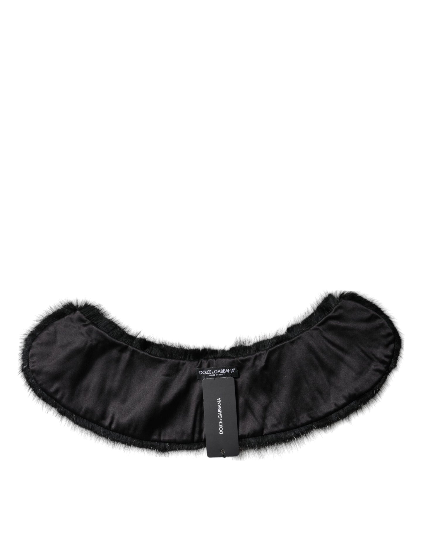 Dolce & Gabbana Black Fur Shawl Neck Wrap Cover Collar Scarf Dolce & Gabbana