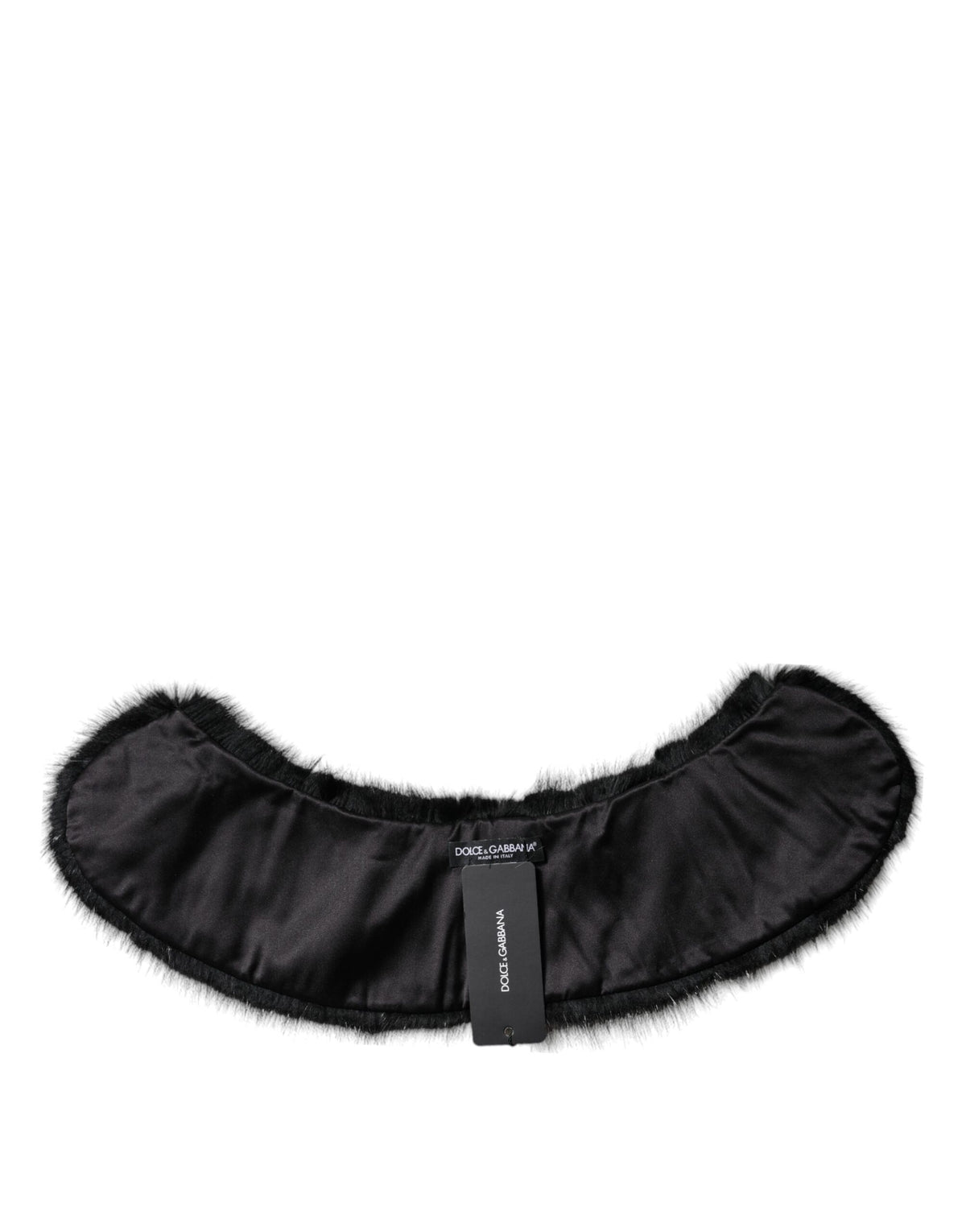 Dolce & Gabbana Black Fur Shawl Neck Wrap Cover Collar Scarf - Eljoys Fashion 