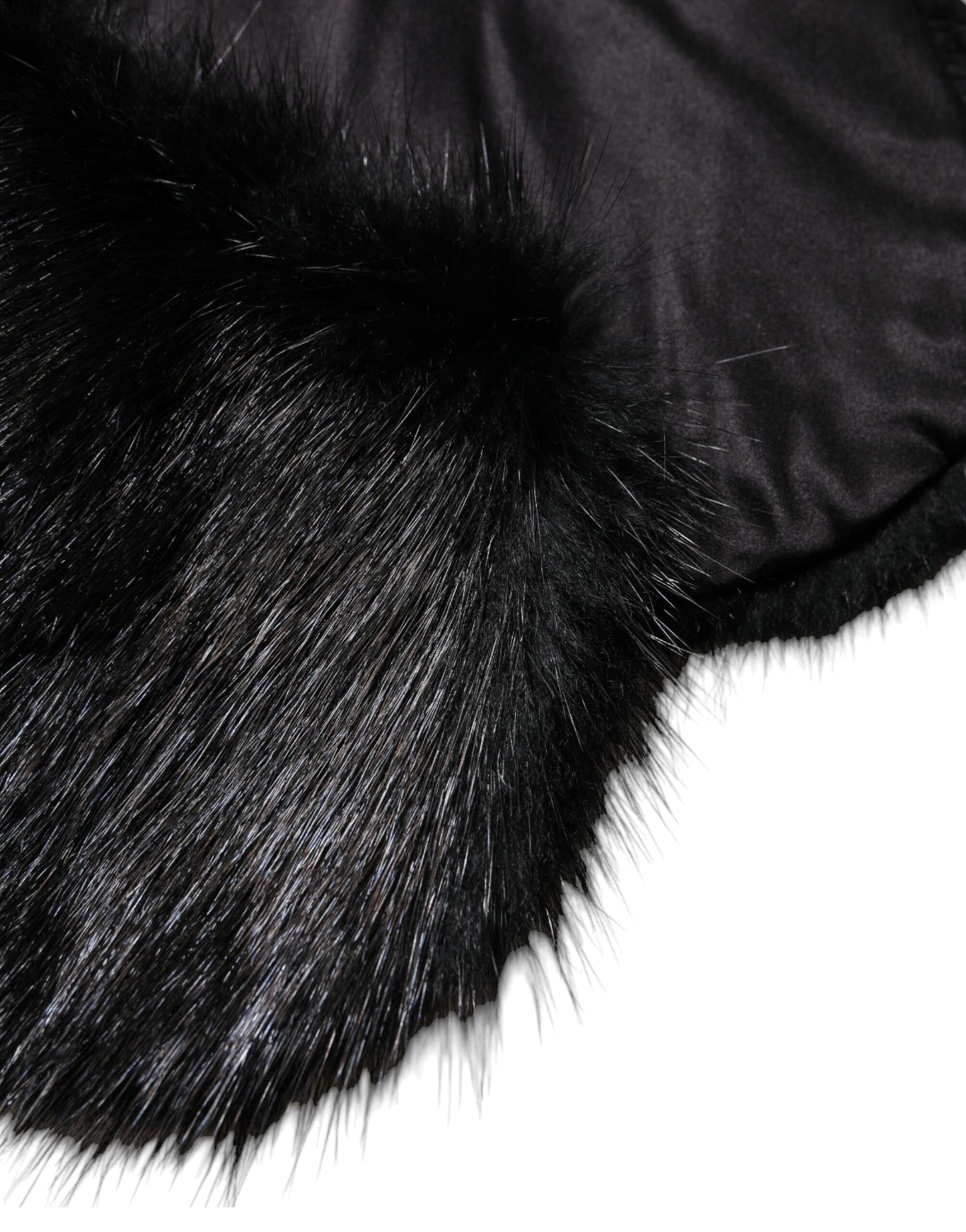 Dolce & Gabbana Black Fur Shawl Neck Wrap Cover Collar Scarf Dolce & Gabbana