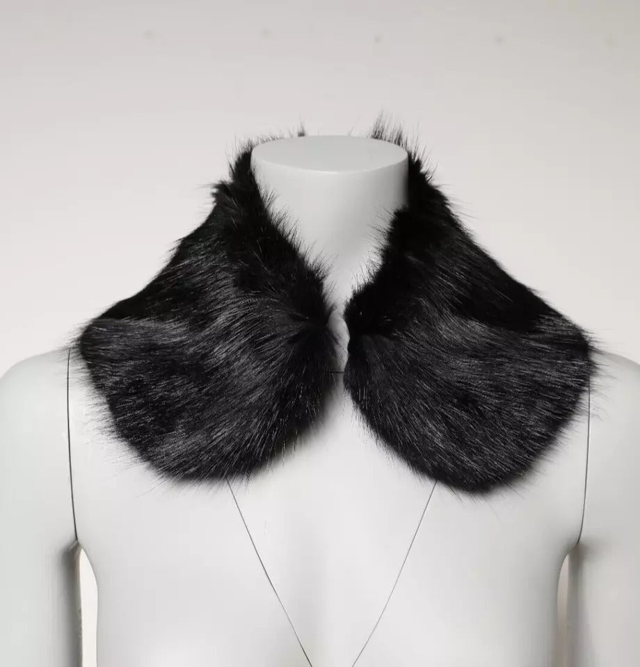Dolce & Gabbana Black Fur Shawl Neck Wrap Cover Collar Scarf Dolce & Gabbana