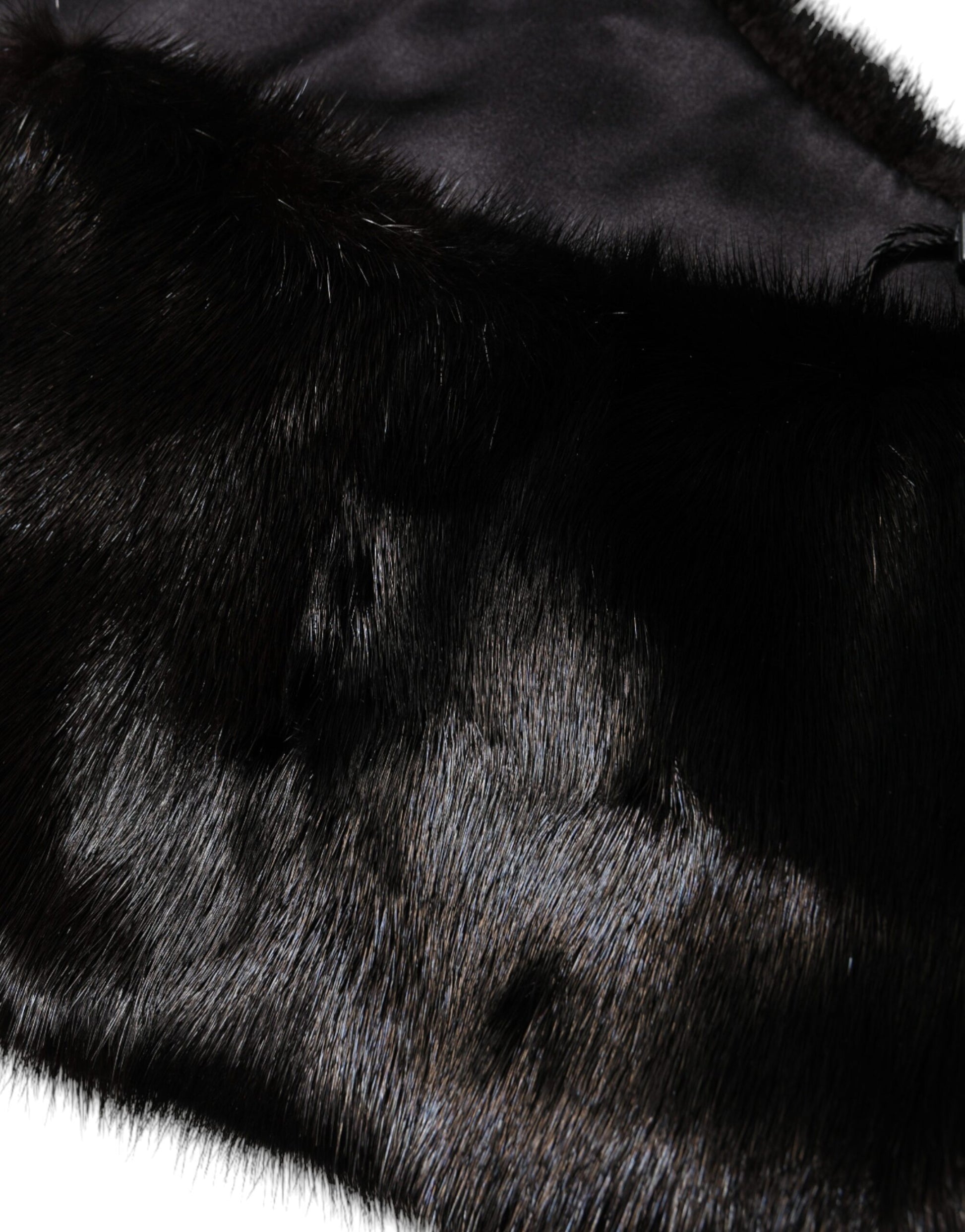 Dolce & Gabbana Black Fur Shawl Neck Wrap Cover Collar Scarf Dolce & Gabbana