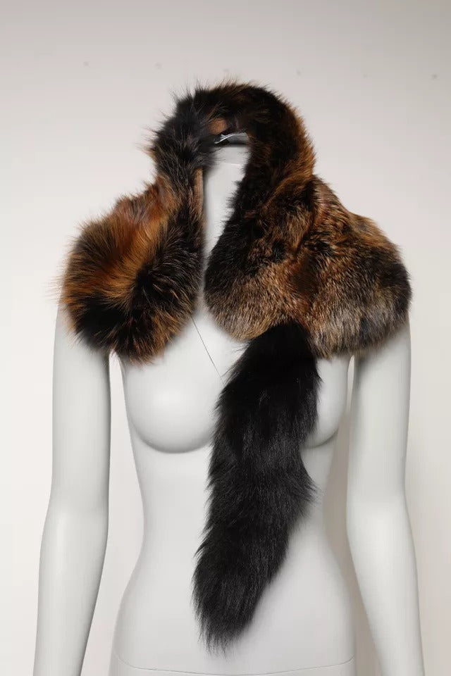 Dolce & Gabbana Brown Red Fox Fur Neck Warmer Winter Scarf Dolce & Gabbana
